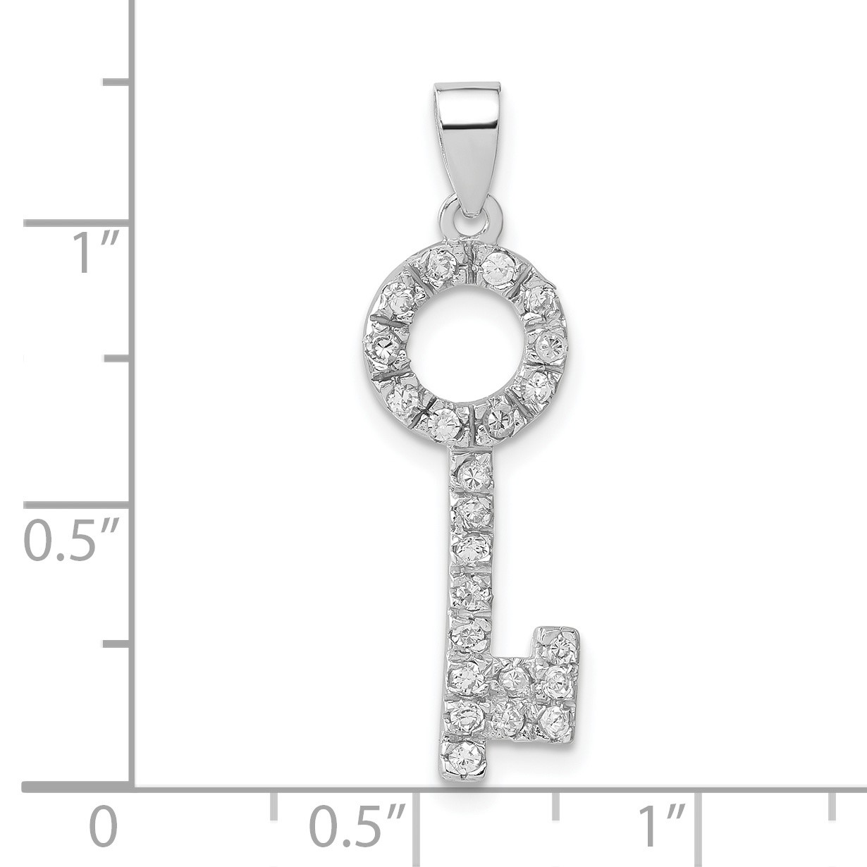 925 Sterling Silver Enameled Cubic Zirconia Cz Octagon Key Pendant Charm Necklace Fine Jewelry Gifts For Women For Her 